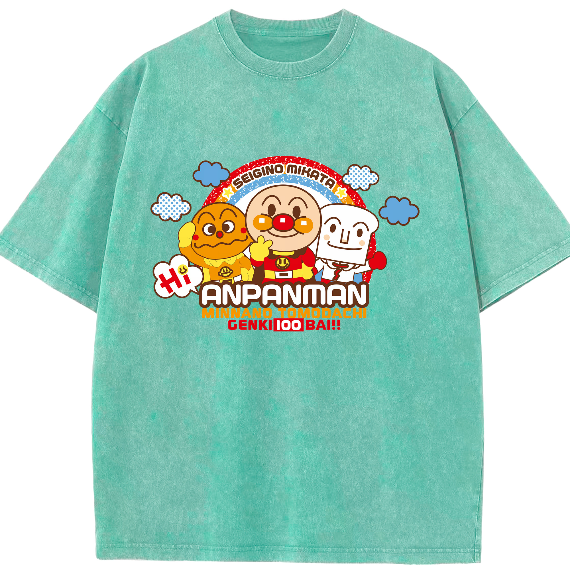 （画像用） アンパンマン Anpanman 綿100% ヴィンテージ風 半袖Tシャツ（フロントプリント）